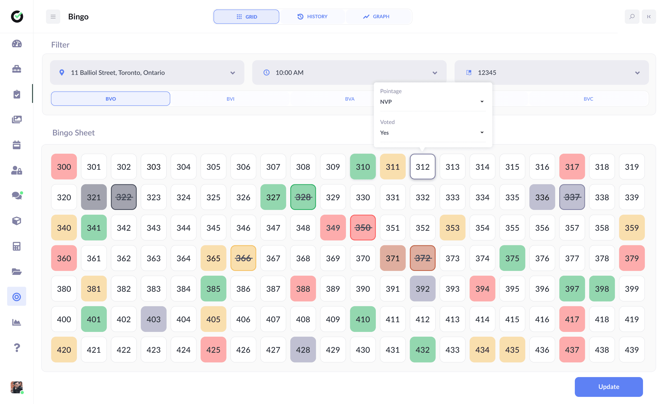 Desktop bingo engagement module for volunteers
