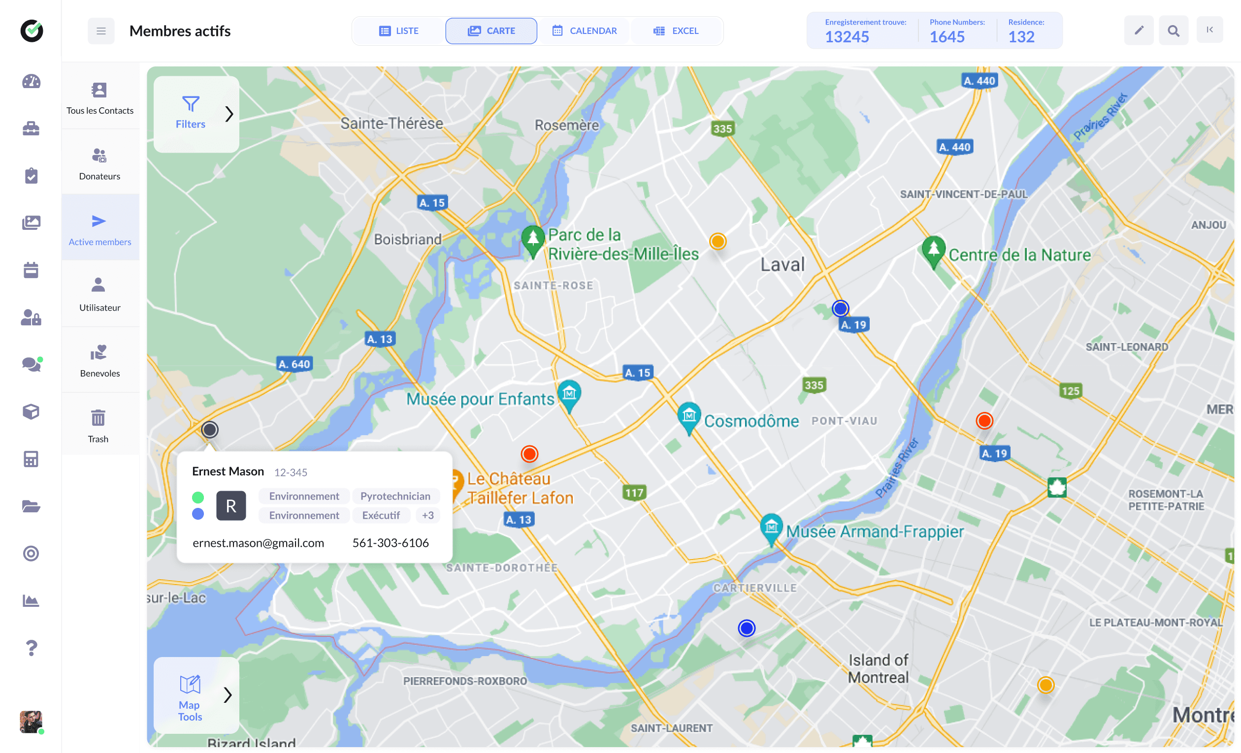 Map view for geographic canvassing routes