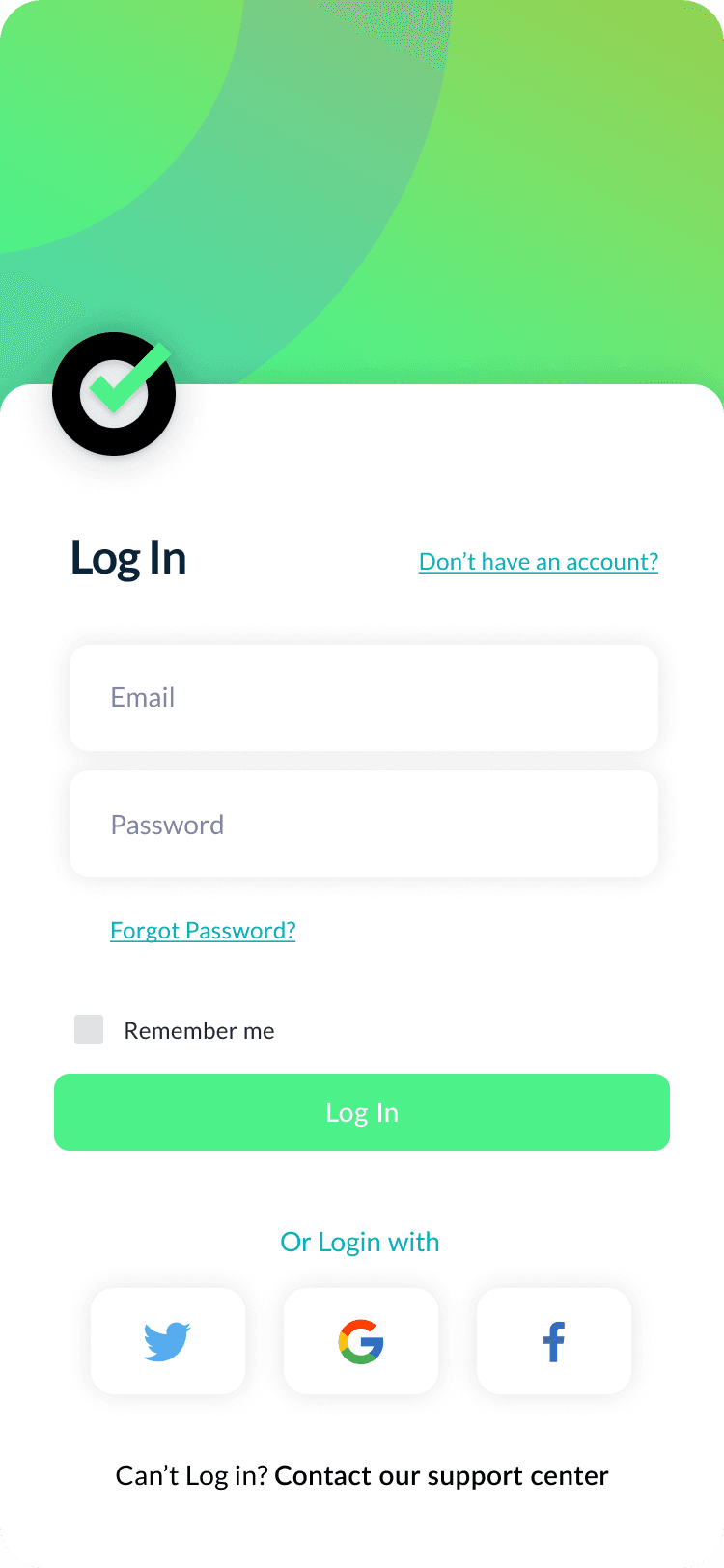 Mobile app login screen with Democratik branding