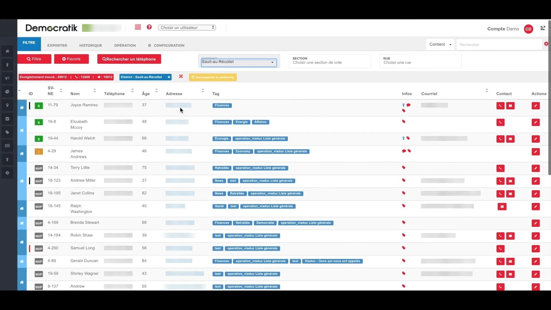 V2 voter list tracking surveyed and canvassed contacts