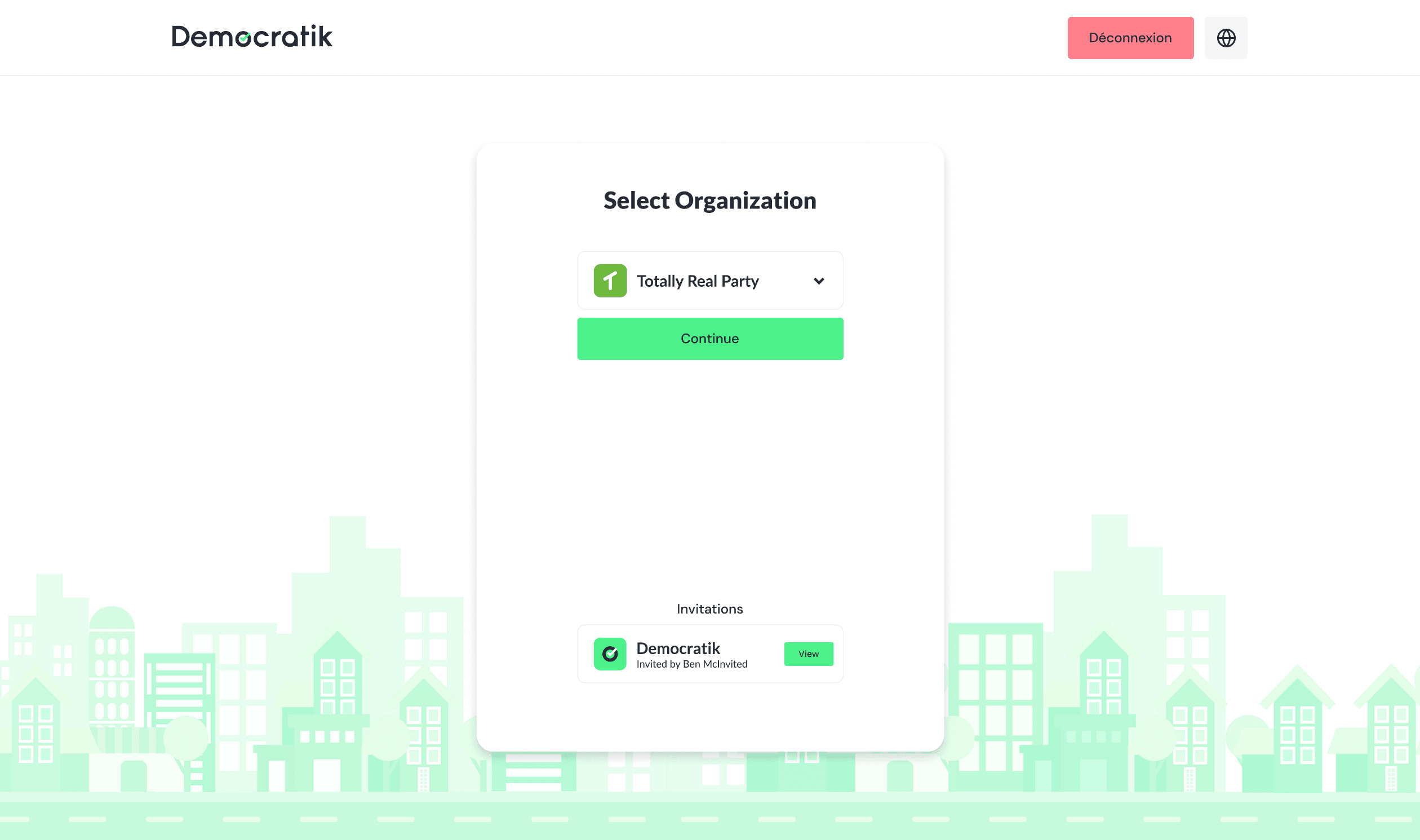 Organization picker for users in more than three organizations